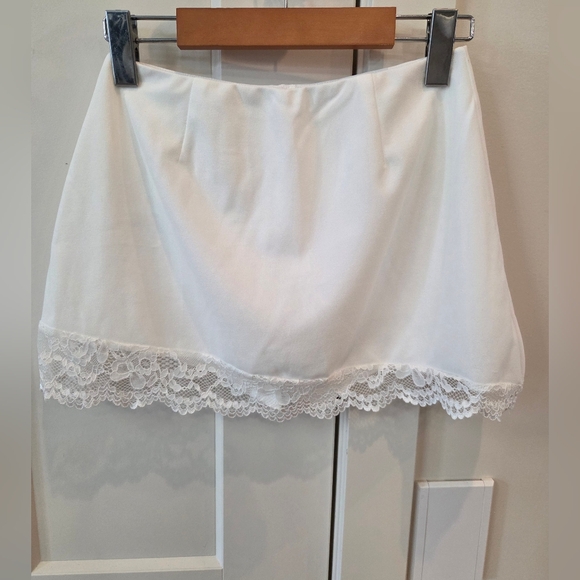 Cider Dresses & Skirts - Cider White Mini Skort with Lace Hem